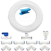 CESFONJER 1/4" Connector Kit, RO Reverse Osmosis Filter System Pack of 12 (Y+T+I+L Combo + Shut-off Valve)+10 Meters White Wa