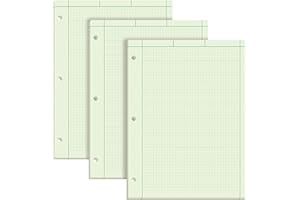 TOPS Engineering Computation Pads 3 Pk, 8-1/2" x 11", Glue, 5 x 5 Graph Rule on Back, Green Tint Paper, 3-Hole Punched, 100 Sheets per Pad (35507)