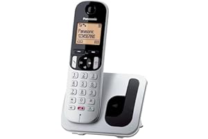 Panasonic KX-TGC250JTS Telefono Cordless Digitale, Unità Base e Ricevitore Singolo, ID Chiamante, Blocco Chiamate Indesiderate, Vivavoce, Modalità Eco One Touch, Sveglia Evoluta, Display LCD, Argento
