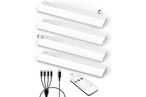 VLOEE Rechargeable LED Strip Lights for Kitchen with Remote, 6000K Wireless Motion Sensor Cabinet Lights Automatic Wardrobe Lights Battery Operated Magnetic Stick On Lights for Under Cupboard Closet Indoor