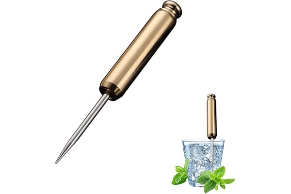 Outil De Pic à Glace Cuisine Broyeur à Glace INOX Outil De Pic à Glace Piolet en Acier Inoxydable avec PoignéE SéCurité Et éTui Protection pour Bars Cuisine, Barmans, Pique-Niques, Camping (Or)