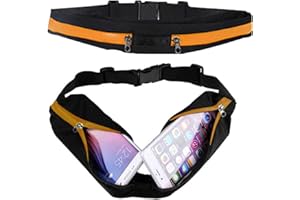 Leetye Mei Running Belt,Workout Fanny Pack for Men Women,Running Waist Belt for Phone Holder, Slim Reflective Jogging Pouch for Running,Runner Belt for Running Walking Cycling Camping Gym (Orange).