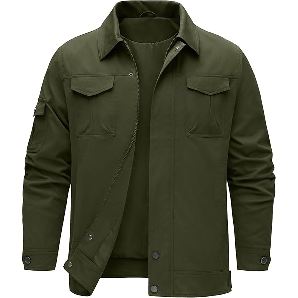 TACVASEN Heren Tussenjas Lichte Katoenen Jas Staande Kraag Pilotenjas Lente Herfst Jas Blouson voor Heren, (L, Zwart