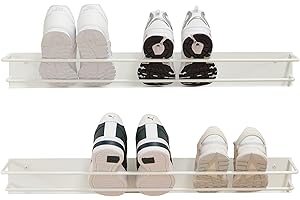 MYWIRE® Elegantes Schuhregal Metall (Verkehrsweiss 2er Set) „INN“ – Moderne Schuhaufbewahrung Schuhablage im eleganten Look – hochwertiger Schuhorganizer stabil und robust – in Österreich produziert