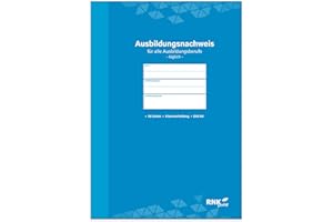 ‎RNKVERLAG RNKVERLAG - Ausbildungsnachweis-Heft, für alle Ausbildungsberufe, DIN-A4, tägliche Eintragungen, Rückstichheftung, 1 Stück
