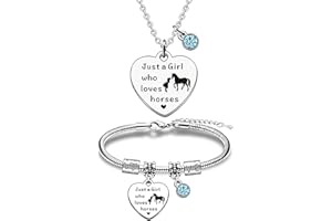 GoPaw Pferd Halskette Pferd Armband Set Pferde Geschenke für Mädchen Mädchenschmuck Set Silber Halskette Schmuck Geschenk für Frauen Freund