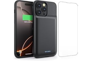 Feob Akkuhülle für iPhone 16 Pro Max, 8600mAh 15W Powerbank Hülle Zusatzakku Akku Case Akku Ladehülle Handyhülle Akku Battery Case Akku Hülle für iPhone 16 Pro Max(6,9") Charger Case (Schwarz)