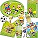 Produktbild 106-teiliges FUSSBALL FRITZ FLANKE - SET für Kindergeburtstag: Teller, Becher, Servietten, Einladungen, Partytüten, Trinkhalme, Luftballons u.v.m.