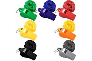 Rmeet Silbatos de Plástico,7 Pack Entrenadores Arbitro Silbatos Niños Adultos Silbatos de Colores con Cordones 42cm para Deportes Baloncesto Fútbol Supervivencia Emergencia Fiesta