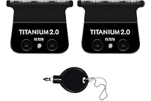 AUDOC FX707B DLC Replacement Blades Compatible with BaBylissPRO FX787 & FX726 Barberology Trimmer Blades (Black 2 Pack)