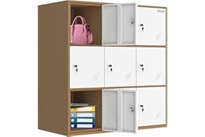 MECOLOR Steel Storage Locker with Multiple Independence compartents, Lockable Steel Locker Storage Organizer, Metal Cabinet with Lock Office,Home, Bedroom, Gym (White, 9 Door)
