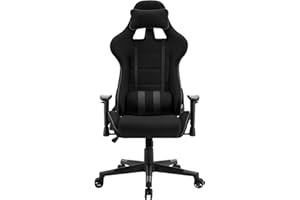 ‎WOLTU WOLTU Fotel gamingowy, oddychające, krzesło biurowe, krzesło dla graczy, obciążenie 150 kg, fotel obrotowy, z zagłówkiem, poduszką lędźwiową, podłokietnikami, regulowane podłokietniki, funkcja