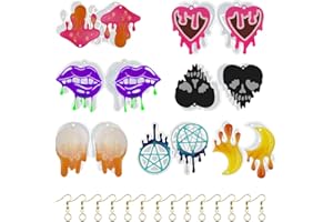 SENHAI 7 stampi in resina per orecchini, multistile per gioielli in silicone per colata di resina con foro, set di ganci per orecchini, per realizzare orecchini, ciondoli, collane