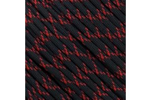 West Coast Paracord Multi Color Nylon Military Paracord 550 Type III 7 Strand Utility Cord Rope - 100 Foot Hanks (Black with Imperial Red X)