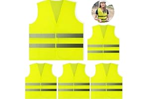 JWJK 5 Pack Hi Vis Vests,Safety Vests,Standard Size Reflective High Visibility Vests,Unisex Hi Vis Jacket for Traffic Work, Running, Surveyor and Security Guard Construction Vest