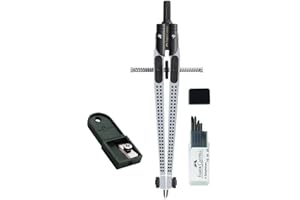 Faber-Castell GRIP 2001 174472 Spring Compass Silver with Extra Leads and Sharpener in Case Metal Compass Quality Made in Germany