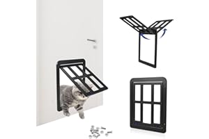 MISVAYLI Cat Flap Fly Screen, Automatic Lock Pet Door Cover, Dog Screen Door Automatic Lockable Dogs Door, Lockable Pet Screen Door for Sliding Screen Door Window Porch for Small Dogs Puppies Cats(Black)