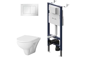 Kit complet – Élément mural avec plaque de déclenchement II90201 + WC suspendu flash CTA1700SC FlashClean + abattant WC avec système d'abaissement automatique Soft-Close, AM.PM Prime Fit