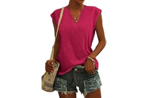 Cicy Bell Camicetta da donna, elegante, senza maniche, scollo a V, maglietta estiva da donna