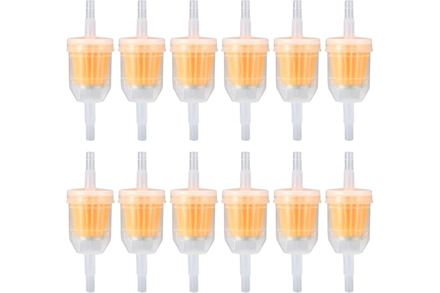 Vwoqiy 12 Pieces Gas Inline Fuel Filters, Universal Motorcycle Petrol Inline Filter, Filtration Speed Quick Fuel Filter for 6-8mm Motorbike, Scooter, Generator, Lawnmower Machines, Auto (Yellow 12)