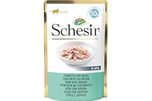 Schesir Cat Jelly Thon avec dorade - Nourriture Humide pour Chat - 30 sachets x 50 g