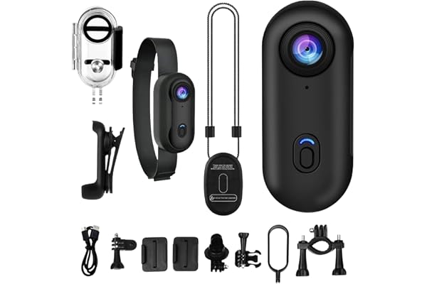 Générique Caméra d'action au Pouce, Caméra avec Clip Magnétique et 360, C-améras avec Enregistrement Vidéo, Étanche C-améra d'action Portable, pour Cyclisme, Moto, Gym, Randonnée, Voyage, Sports