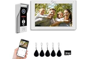 ANJIELO SMART Cámara de timbre de puerta visual 1080P con pantalla táctil de 7 (cable de 4 hilos) Detección de movimiento PIR Intercomunicador de timbre de puerta visual