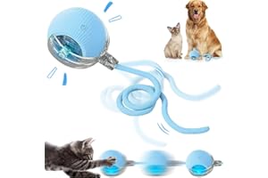 Poxtedsr Jouet interactif pour Chat, Balle de Jouets interactifs pour Chats d'intérieur, Jouet Interactif Chien Balle Qui Bouge Toute Seule (Bleu)