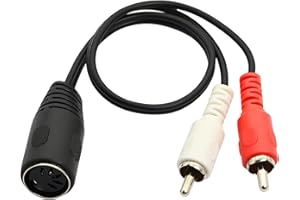 CERRXIAN Cable DIN de 5 pines a RCA, cable de audio hembra de 5 pines a 2 RCA macho