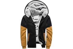 LEZUAN Homme Sweat à Capuche Hiver Chaud Hoodie Épaisse Pull à Capuche Doublée Polaire Manche Longue Veste à Capuche avec Fermeture éclair intégrale