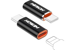 HOWJIM Adattatore Light-ning a USB C 2 Pezzi,PD27/66W Ricarica Rapida Trasmissione Dati,Adattatore da Light-ning Femmina a USB C Maschio per Phone 17/16/15 Pad G-alaxy X-peria,Non Per Cuffie/OTG Nero