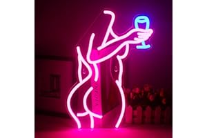 INEONLIFE Lady Back Neon Sign Pink Woman Neon Lights Led Sexy Lady Led Sign Pink Light up for Bedroom Bar Man Cave Cafe Wall Decor for Party Decorations