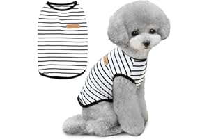 Voarge Camiseta con Rayas para Perros, Camisas de Verano para Perros, Ropa de algodón Suave para Cachorros, Camiseta sin Mangas para Mascotas, Camiseta básica para Chihuahua, Ropa para Perros pequeño