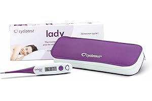 Cyclotest Lady - Termómetro basal doble decimal, mide la temperatura con precisión, sensor cómodo y flexible, incluido con estuche, estuche de almacenamiento y hoja de seguimiento de ciclo