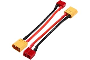 YIXISI 2 Pezzi Maschio XT60 a Femmina T-Plug Adattatore Connettore, Maschio XT-60 a Femmina T Spina Adattatore, con Cavo in Silicone 10cm 14AWG, per Batteria RC Caricatore ESC
