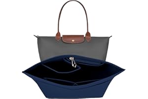 Ziyonix Organizador de Inserción de Fieltro, Organizador de Inserción para Bolsos Longchamp, Ligera Organizadors para Bolsos de Tote, Organizadors de Fieltro para Cosméticos Llaves (Azul Oscuro, L)