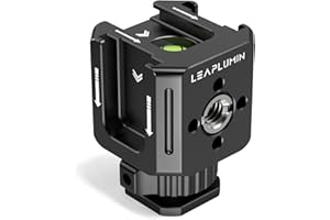 Leaplumin Triple Cold Shoe Mounts Adapter, 3/8''-Schraubenloch auf 1/4''-Schraubenloch, Aluminiumlegierung Hot Shoe Extension Bracke für DSLR Kamera Blitzlicht, Monitor, Mikrofon-Schwarz