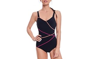 Veranobreeze Costume da Bagno da Donna di Un Pezzo Nero Atletico Modesto