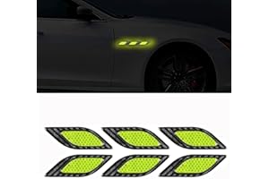 ‎MINSEZHI 6 Stück Reflektierende Aufkleber für Kotflügel,Reflektierender Warnaufkleber,Reflektierender Antikollisionsstreifen,Reflektierende Aufkleber für die Autoseite,Schutzaufkleber für die Motorhaube(Grün)