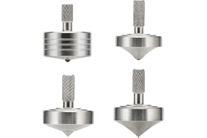 LOQATIDIS 4STK Mini Metall kreisel, reduziert Stress, ADHS Spielzeug, perfekte Balance, präzise CNC gefräst aus einem massiven Block aus 304 Edelstahl (4PCS Silber Stil 1+Stil 2 +Stil 3 +Stil 4)