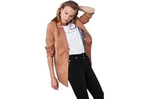 Trendyol Women's Lining Detailed Blazer Jacket, Camel
