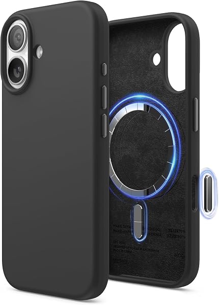 elago Magnetic Silicone Case Compatible with iPhone 17 Case 6.3” - Compatible with MagSafe, Premium Liquid Silicone Material, Protective Cover, Shockproof, Slim Phone (Black) - 1