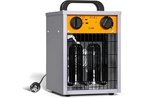 SIAL Chauffage Soufflant 2000 W - Industriel - Radiateur électrique - Pour Chantier, Atelier Ou Garage Avec Contrôle Thermostatique Entièrement Réglable et Deux Modes de Chauffage