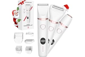 MAXGROOM Afeitadora Eléctrica Mujer, Set de Depiladora Electrica 3 en 1 para Mujeres, IPX6 Utilizable en seco/mojado Recortadora Corporal Mujer, Apto para Facial, Cuerpo y Las Zonas íntimas