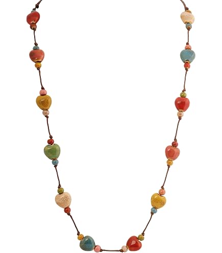 Collana Donna Bohemien Amosfun | Perline Colorate In Legno E Ciondolo Conchiglia Di Cocco | Gioielli Etnici Leggeri, Lunghezza 45 Cm | Ideale Per Spiaggia E Festa - 5