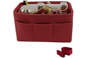weigav Organisateur de sacs à main, en feutre pour femme, sac dans un sac à main, poche intérieure, organiseur de sacs avec compartiments amovibles/rouge