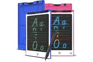 TIGRATIGRO 2 Set Tavoletta Grafica LCD con Display Colorato 8,8 Pollici, Tavoletta Scrittura da Disegno Cancellabile con Scheda Elettronica con Pulsante Elimina e Interruttore di Blocco (Rosa + Blu)