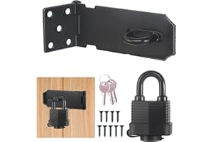 CAINCAY Serrure à pêne dormant en acier inoxydable avec cadenas et vis, dispositif de sécurité pour portail de jardin, serrure de porte non déformable pour porte en bois, abri de jardin