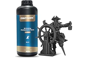 GIANTARM Żywica do drukarki 3D, LCD UV Curing Resin 405nm standardowa fotopolimerowa żywica z wysoką precyzją i szybkim curingiem i doskonałą płynnością do druku 3D LCD (żywica czarna, 1000 g)