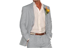 Tiavllya Sommer Leinen Anzüge Herren Zweiteilige Anzüge Set Casual Retro Hochzeit Smokings Party Strandanzug